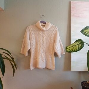Matilde Cashmere Cream Cable Knit Short Sleeve Italian Made Quiet Luxury Sweater